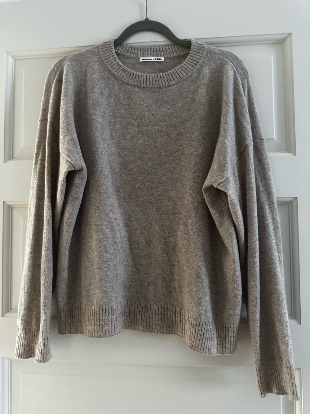 Reformation Boyfriend Crewneck Sweater in Taupe